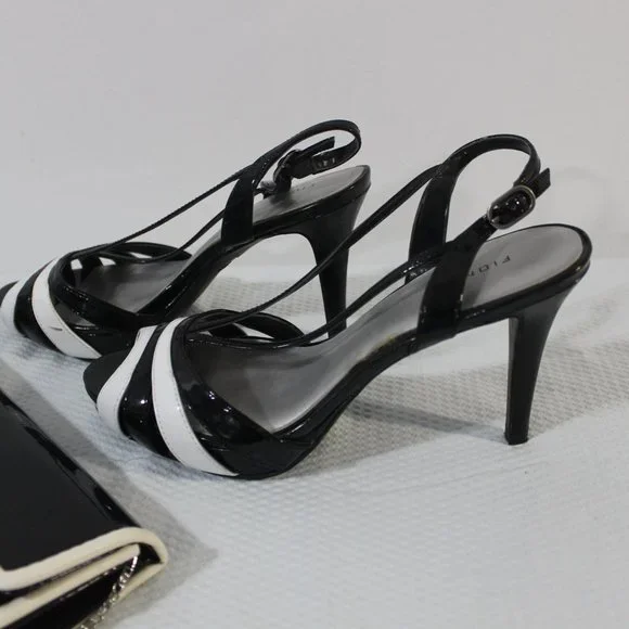 🖤 Fioni Black White Patent Stiletto Heels Size 7 - Picture 9 of 11